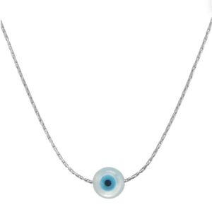 Chic Silver Necklace with Blue Eye Pendant